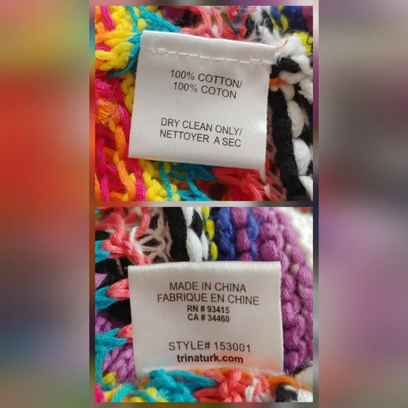 Trina Turk Crochet Sleeveless Tank Sweater Vest Sz S Textured Multicolor Stripes - Picture 10 of 12